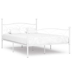 vidaXL gultas rāmis ar redeļu pamatni, balts, 140x200 cm, metāls cena un informācija | Gultas | 220.lv