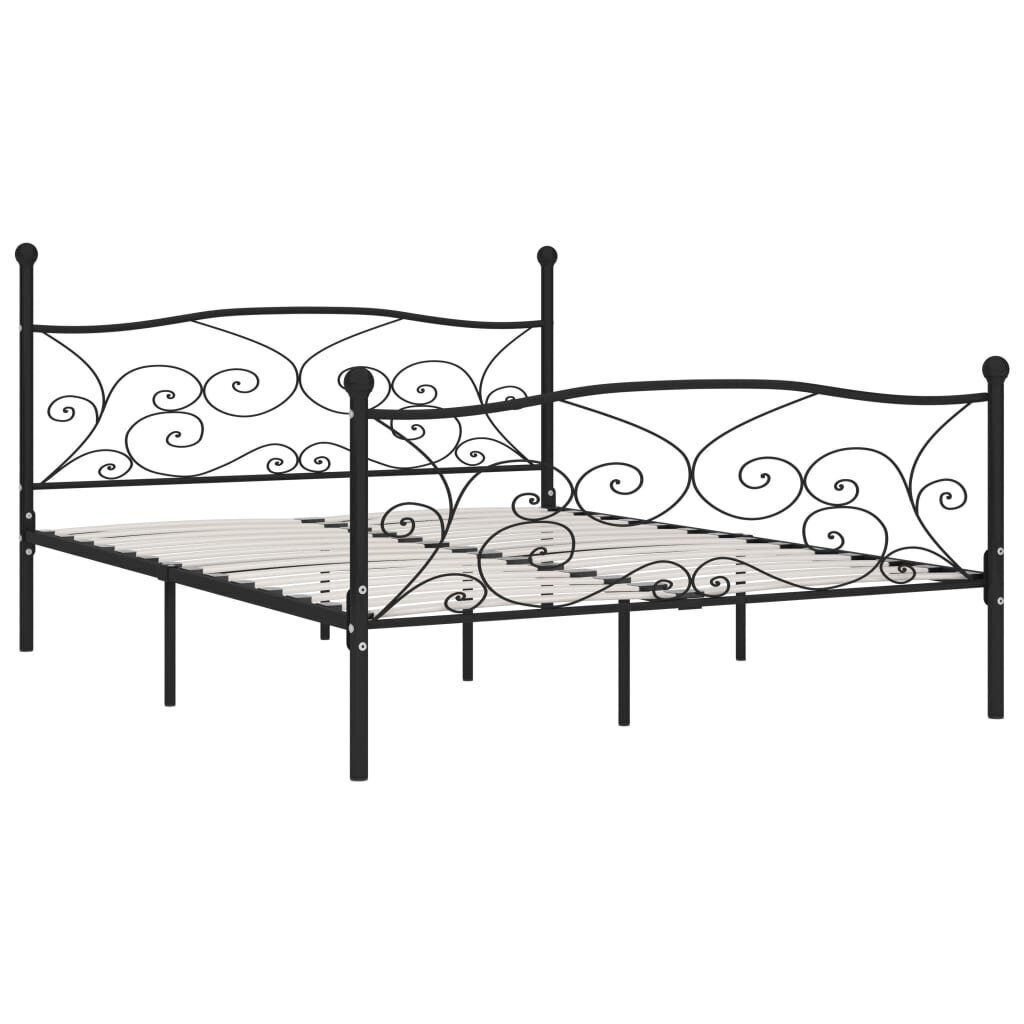 vidaXL gultas rāmis ar redeļu pamatni, melns, 180x200 cm, metāls cena un informācija | Gultas | 220.lv
