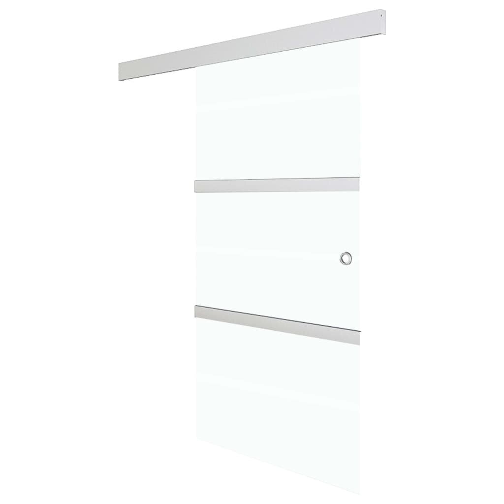 vidaXL bīdāmās durvis, ESG stikls, alumīnijs, 76x205 cm, sudraba krāsā cena un informācija | Iekšdurvis | 220.lv