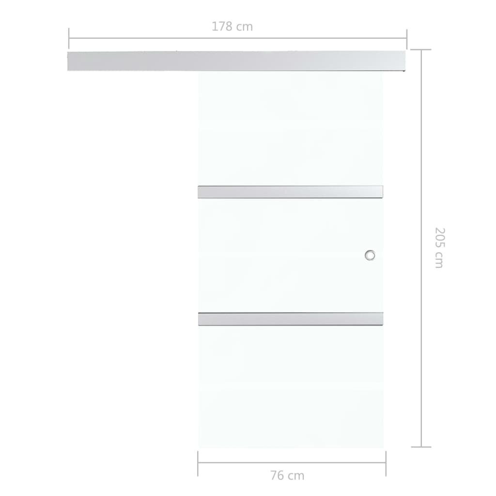 vidaXL bīdāmās durvis, ESG stikls, alumīnijs, 76x205 cm, sudraba krāsā cena un informācija | Iekšdurvis | 220.lv