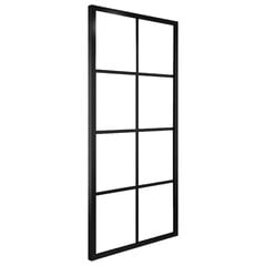 vidaXL bīdāmās durvis, alumīnijs un ESG stikls, 76x205 cm, melnas цена и информация | Внутренние двери | 220.lv