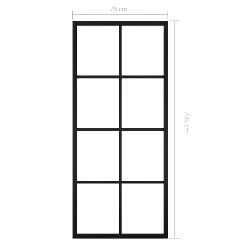 vidaXL bīdāmās durvis, alumīnijs un ESG stikls, 76x205 cm, melnas цена и информация | Iekšdurvis | 220.lv