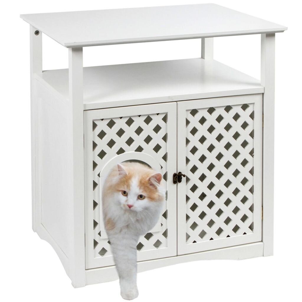 Kerbl kaķa tualetes skapis Helena, 64x46x65 cm, balts, 82662 cena un informācija | Kaķu tualetes | 220.lv