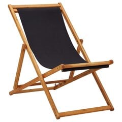 vidaXL saliekams pludmales krēsls, eikalipta koks, melns audums cena un informācija | Dārza krēsli | 220.lv
