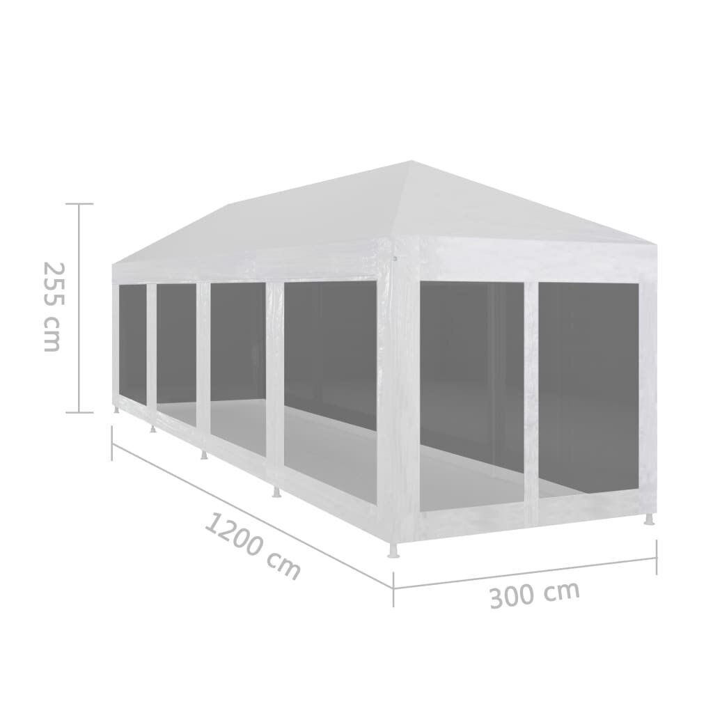 vidaXL svinību telts ar 10 sieta sienām, 12x3 m cena un informācija | Dārza nojumes un lapenes | 220.lv