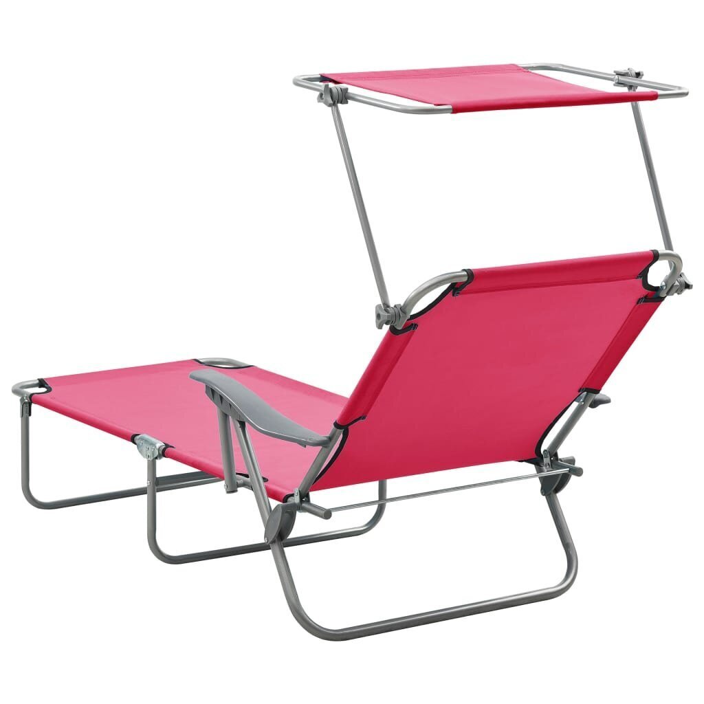 vidaXL sauļošanās zvilnis ar jumtiņu, tērauds, rozā cena un informācija | Sauļošanās krēsli | 220.lv
