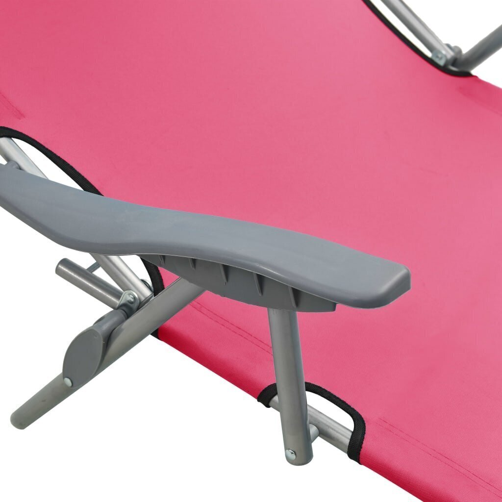 vidaXL sauļošanās zvilnis ar jumtiņu, tērauds, rozā цена и информация | Sauļošanās krēsli | 220.lv