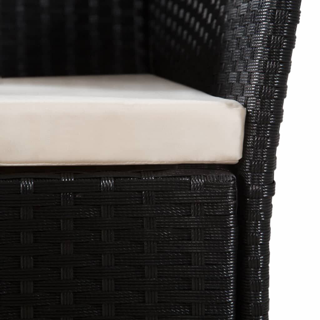 vidaXL dārza krēsli ar matračiem, 2 gab., PE rotangpalma, melni cena un informācija | Dārza krēsli | 220.lv