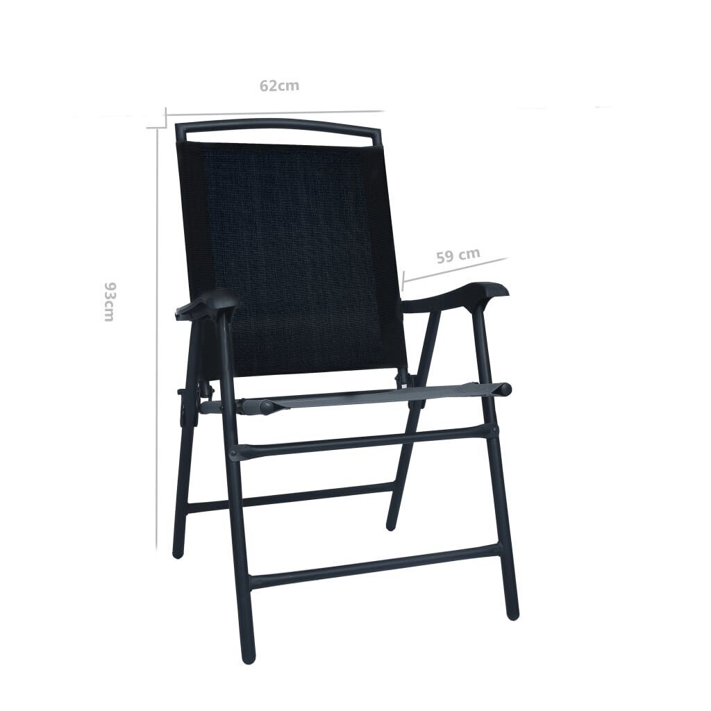 vidaXL saliekami dārza krēsli, 2 gab., tekstilēns, melni cena un informācija | Dārza krēsli | 220.lv