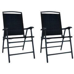 vidaXL saliekami dārza krēsli, 2 gab., tekstilēns, melni цена и информация | скамейка со столиком | 220.lv