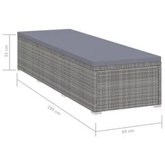 vidaXL sauļošanās krēsls ar matraci, pelēka PE rotangpalma цена и информация | Шезлонги | 220.lv