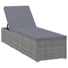 vidaXL sauļošanās krēsls ar matraci, pelēka PE rotangpalma цена и информация | Шезлонги | 220.lv