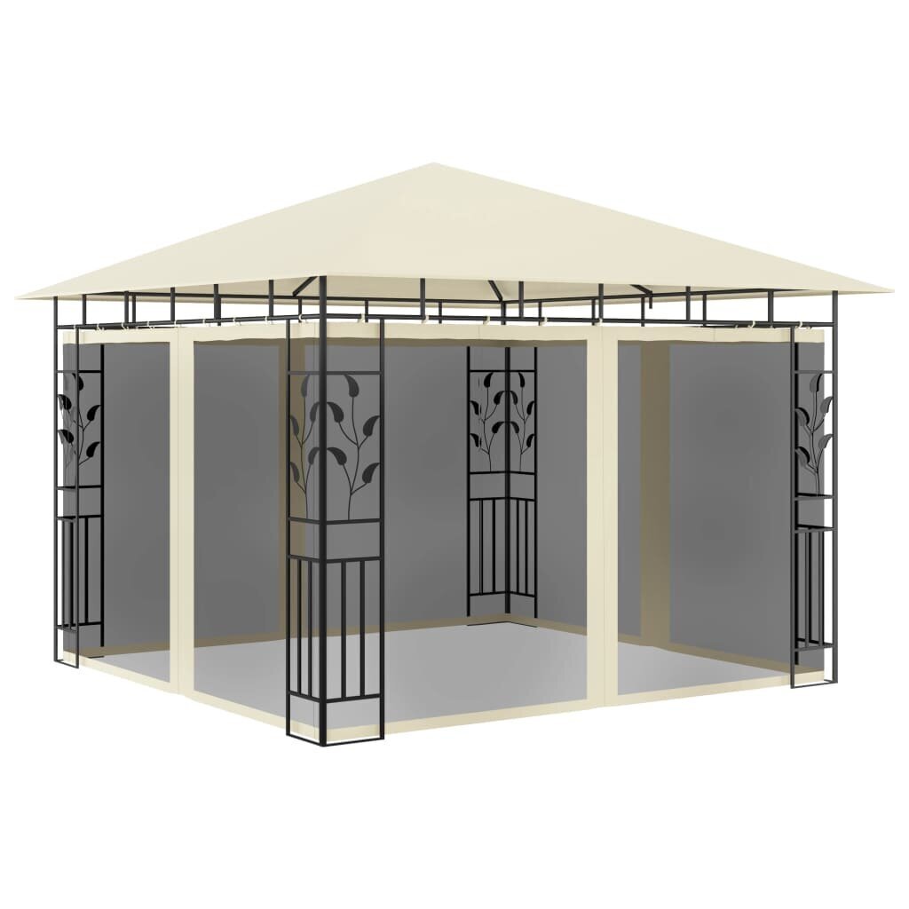 vidaXL dārza nojume ar moskītu tīklu, 3x3x2,73 m, 180 g/m², krēmkrāsas цена и информация | Dārza nojumes un lapenes | 220.lv