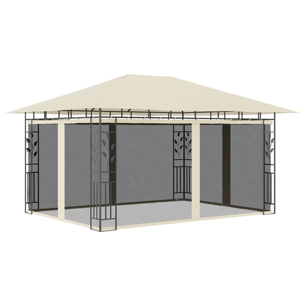 vidaXL dārza nojume ar moskītu tīklu, 4x3x2,73 m, 180 g/m², krēmkrāsas cena un informācija | Dārza nojumes un lapenes | 220.lv