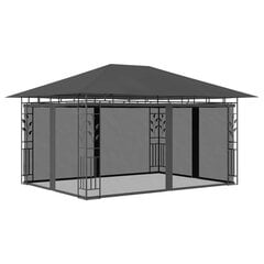 vidaXL dārza nojume ar moskītu tīklu, 4x3x2,73 m, 180 g/m², pelēka цена и информация | Беседки | 220.lv