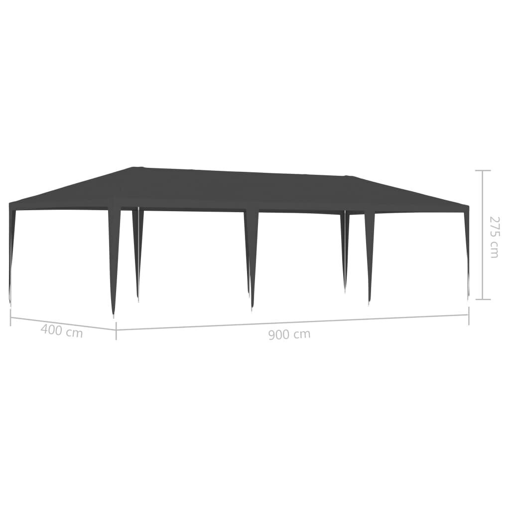 vidaXL dārza nojume, profesionāla, 4x9 m, antracītpelēka, 90 g/m² cena un informācija | Dārza nojumes un lapenes | 220.lv