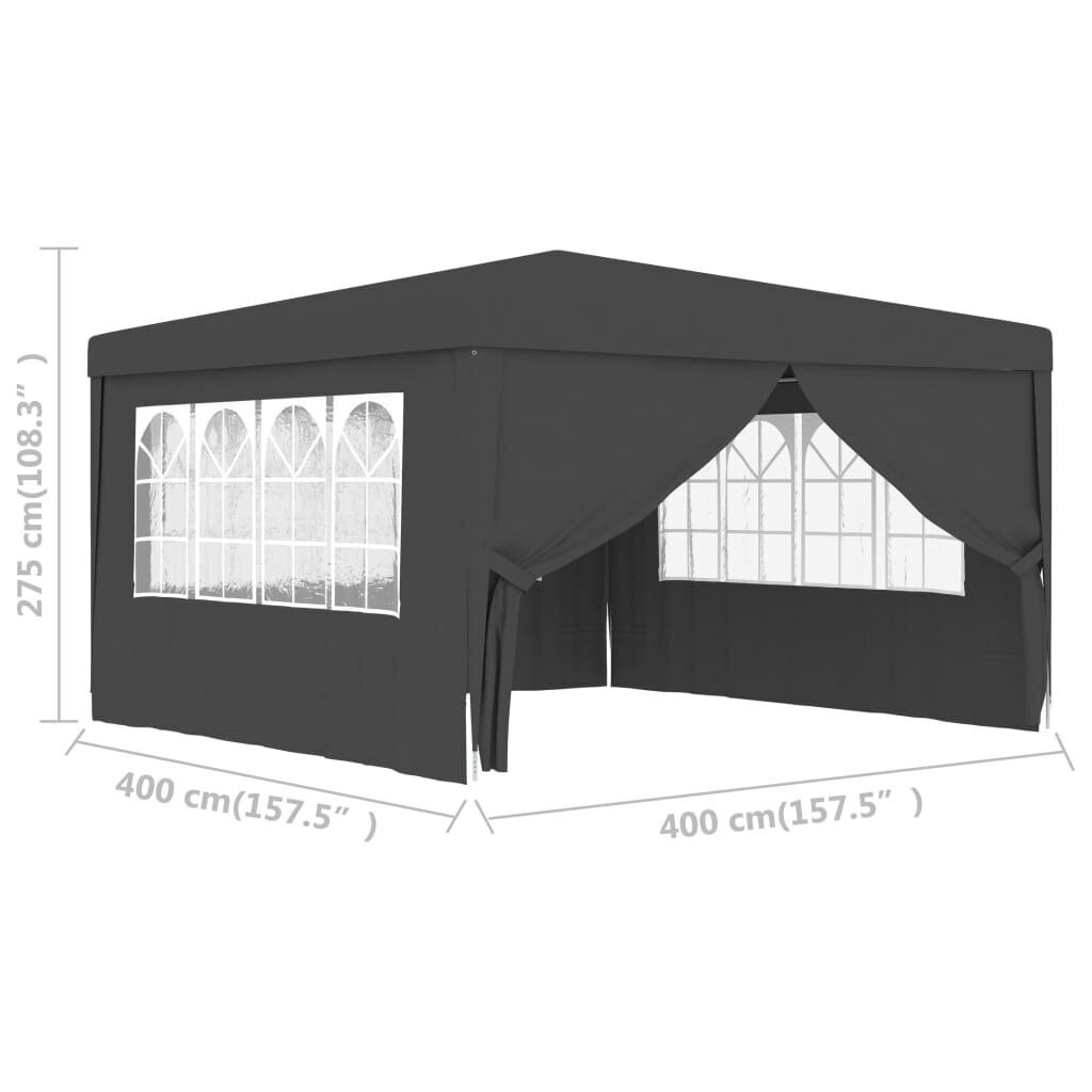 vidaXL dārza nojume ar sānu sienām, profesionāla, 4x4 m, pelēka цена и информация | Dārza nojumes un lapenes | 220.lv