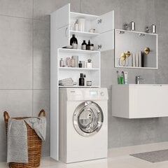 vidaXL veļasmašīnas plaukts, 64x25,5x190 cm, skaidu plāksne, balts kaina ir informacija | Vannas istabas skapīši | 220.lv