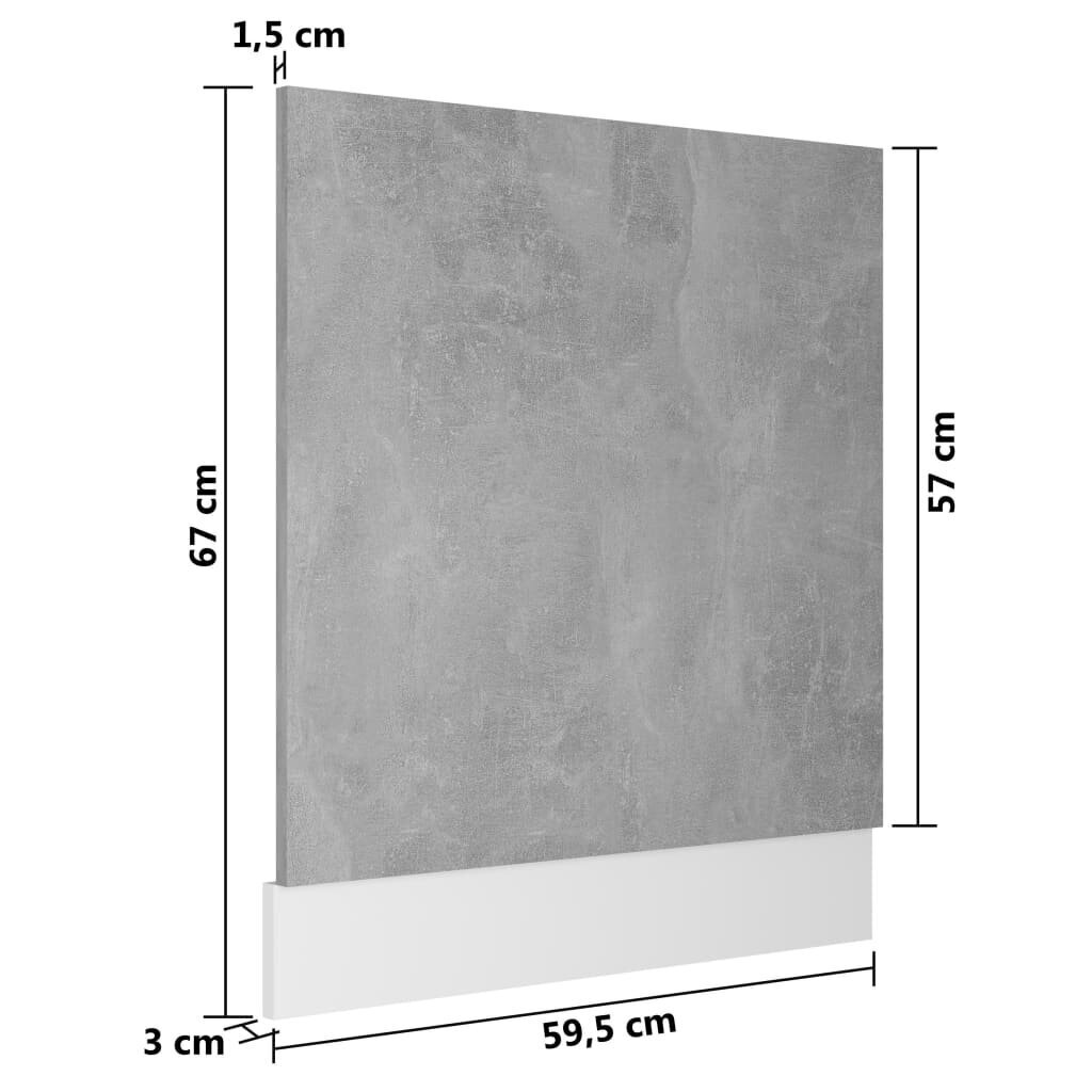 vidaXL trauku mazgājamās mašīnas panelis, betona pelēks, 59,5x3x67 cm cena un informācija | Virtuves furnitūra | 220.lv