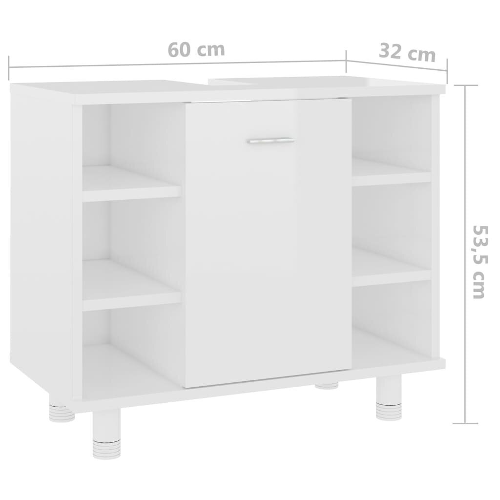 vidaXL vannasistabas skapītis, balts, 60x32x53,5 cm, skaidu plāksne cena un informācija | Vannas istabas skapīši | 220.lv