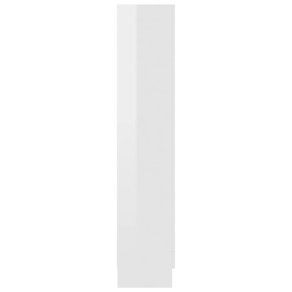 vidaXL vitrīna, spīdīgi balta, 82,5x30,5x150 cm, skaidu plāksne cena un informācija | Vitrīnas, bufetes | 220.lv