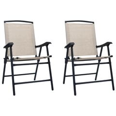 vidaXL saliekami dārza krēsli, 2 gab., krēmkrāsas tekstilēns cena un informācija | Dārza krēsli | 220.lv