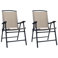 vidaXL saliekami dārza krēsli, 2 gab., tekstilēns, pelēkbrūni cena un informācija | Dārza krēsli | 220.lv