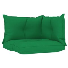 vidaXL palešu dīvānu matrači, 3 gab., zaļš audums цена и информация | Подушки, наволочки, чехлы | 220.lv