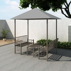 vidaXL dārza nojume ar galdu un soliem, 2,5x1,5x2,4 m, pelēka цена и информация | Беседки, навесы, тенты | 220.lv
