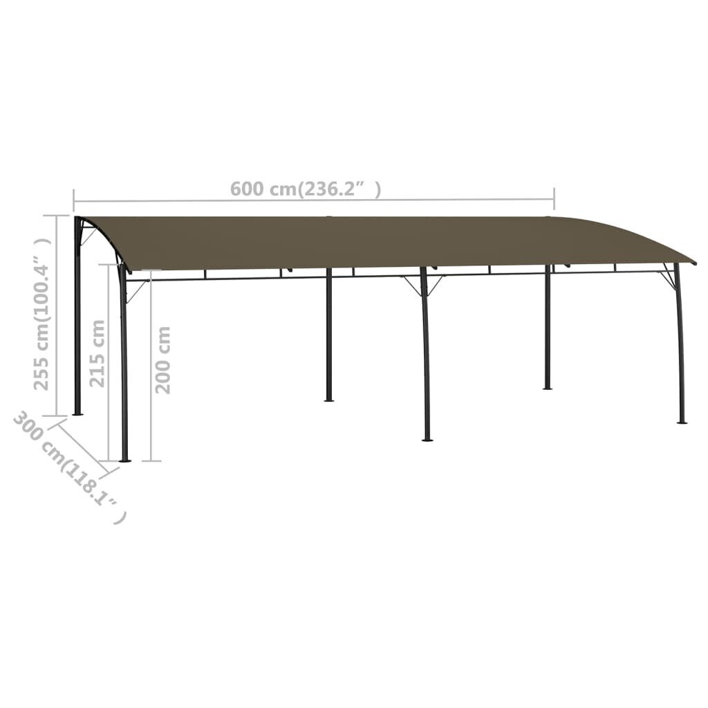 vidaXL dārza nojume, 6x3x2,25 m, pelēkbrūna цена и информация | Dārza nojumes un lapenes | 220.lv