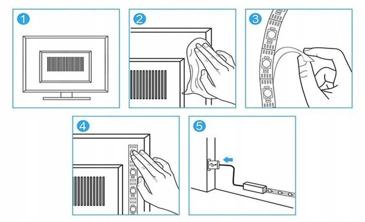 LED RGB lentas komplekts TV 5m cena un informācija | LED lentes | 220.lv
