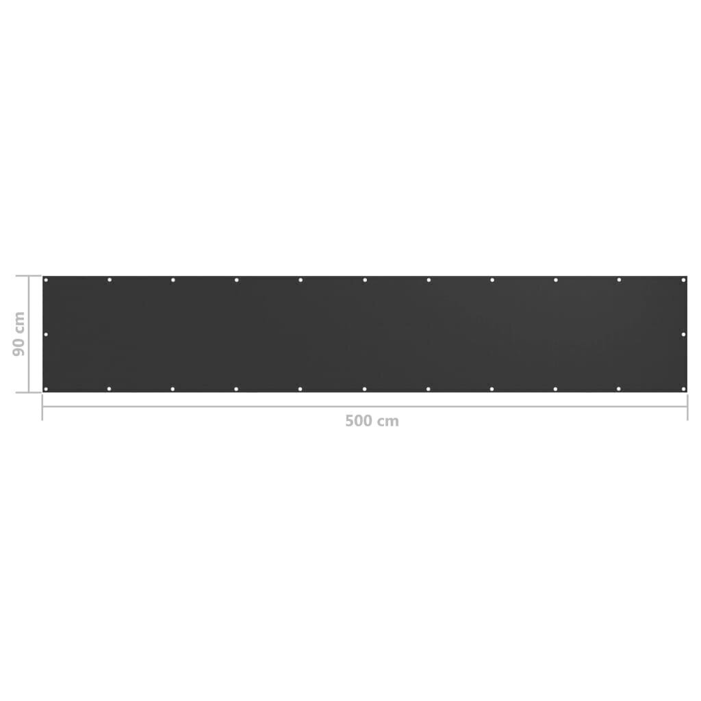 vidaXL balkona aizslietnis, pelēks, 90x500 cm, audums cena un informācija | Saulessargi, markīzes un statīvi | 220.lv