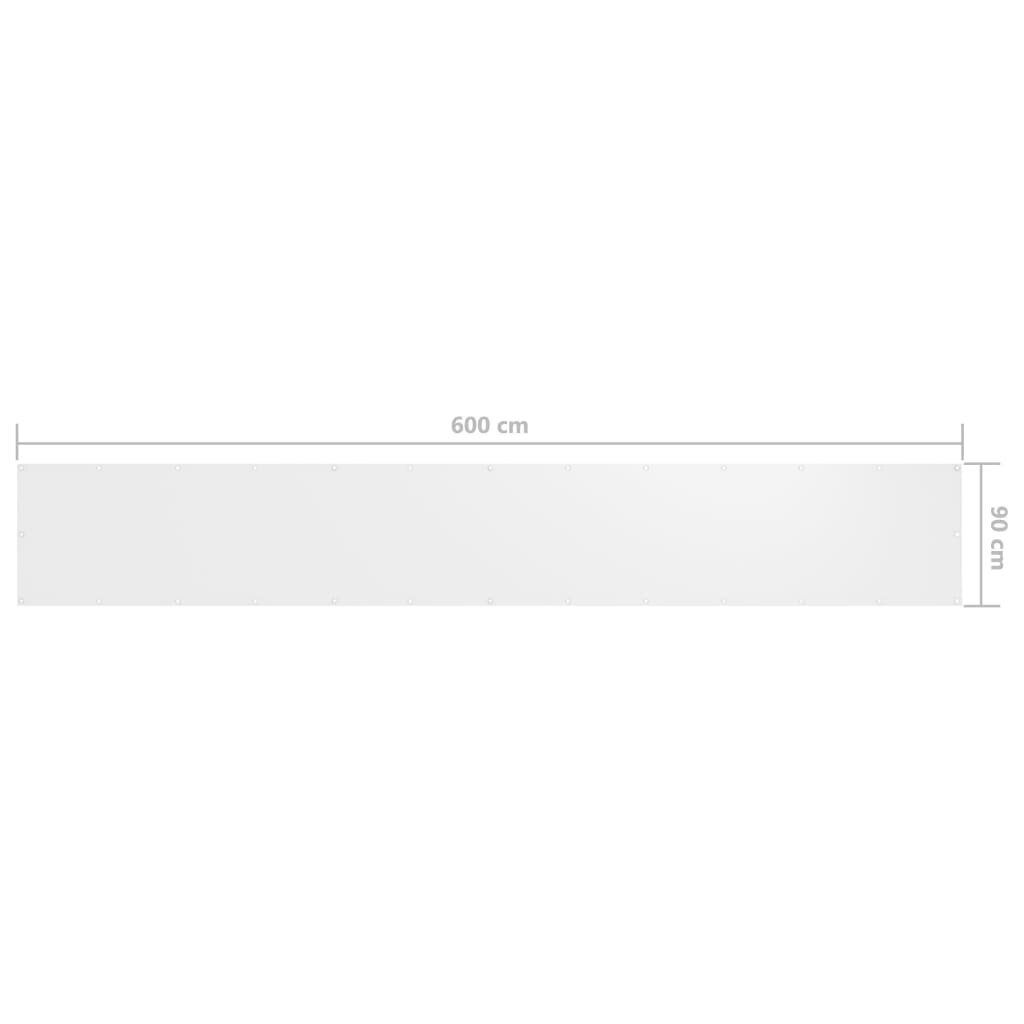 vidaXL balkona aizslietnis, 90x600 cm, balts audums cena un informācija | Saulessargi, markīzes un statīvi | 220.lv