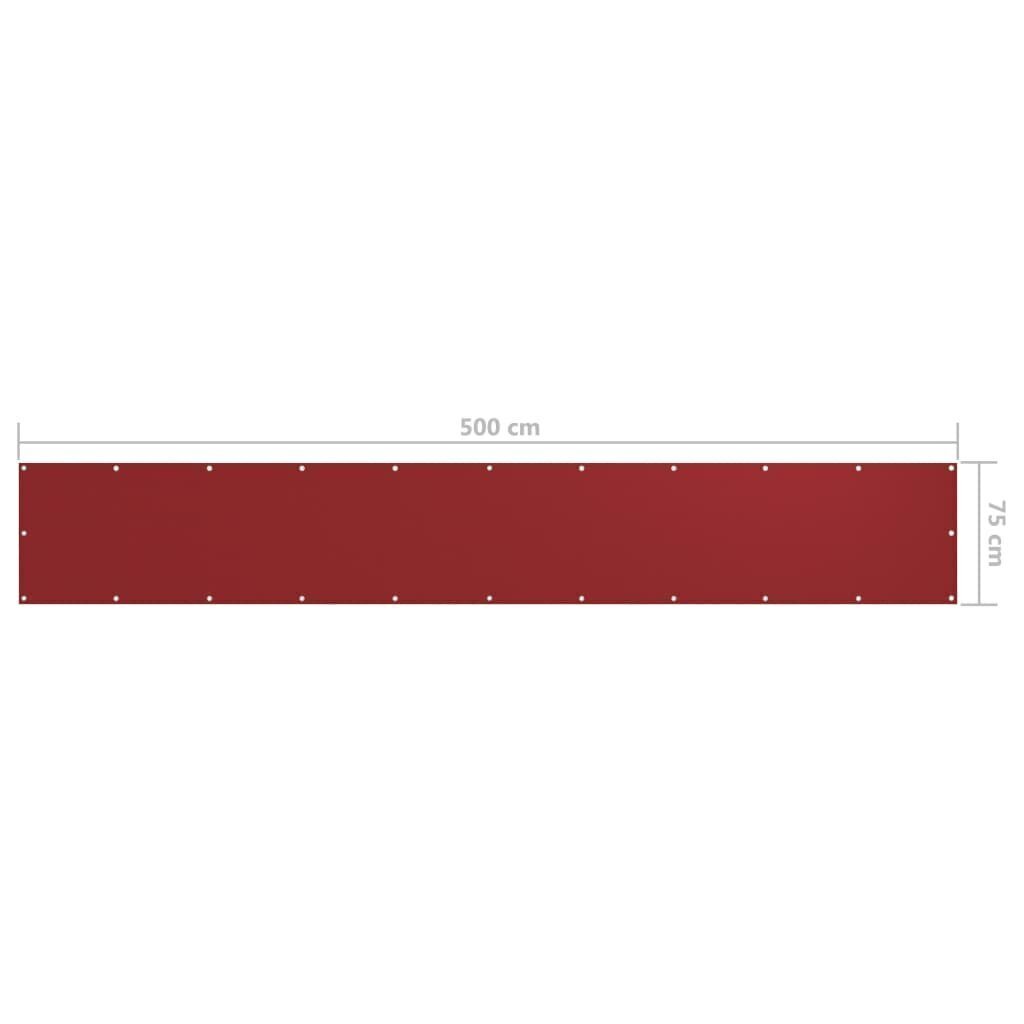 vidaXL balkona aizslietnis, 75x500 cm, sarkans audums cena un informācija | Saulessargi, markīzes un statīvi | 220.lv