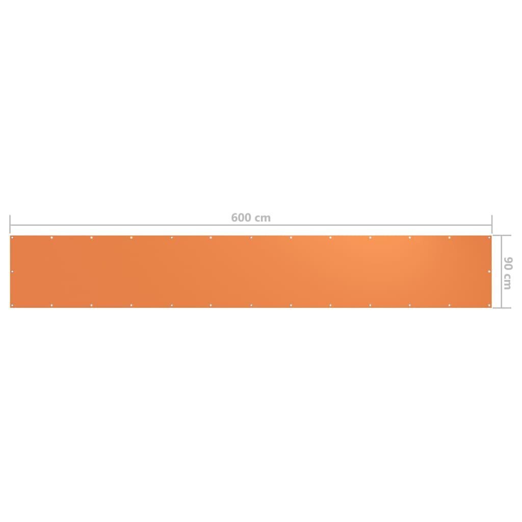 vidaXL balkona aizslietnis, 90x600 cm, oranžs audums cena un informācija | Saulessargi, markīzes un statīvi | 220.lv