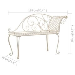 vidaXL dārza guļamkrēsls, 128 cm, metāls, antīki balts цена и информация | Скамейки | 220.lv