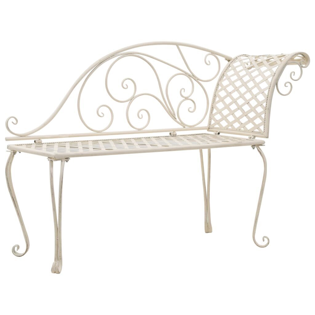 vidaXL dārza guļamkrēsls, 128 cm, metāls, antīki balts цена и информация | Dārza soli | 220.lv