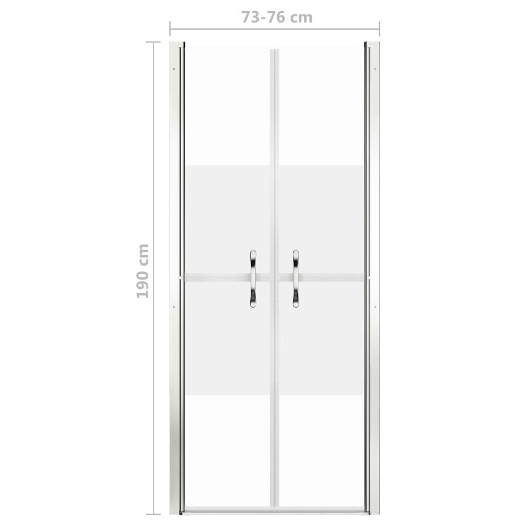 vidaXL dušas durvis, 76x190 cm, ESG, pusmatētas cena un informācija | Dušas durvis, dušas sienas | 220.lv