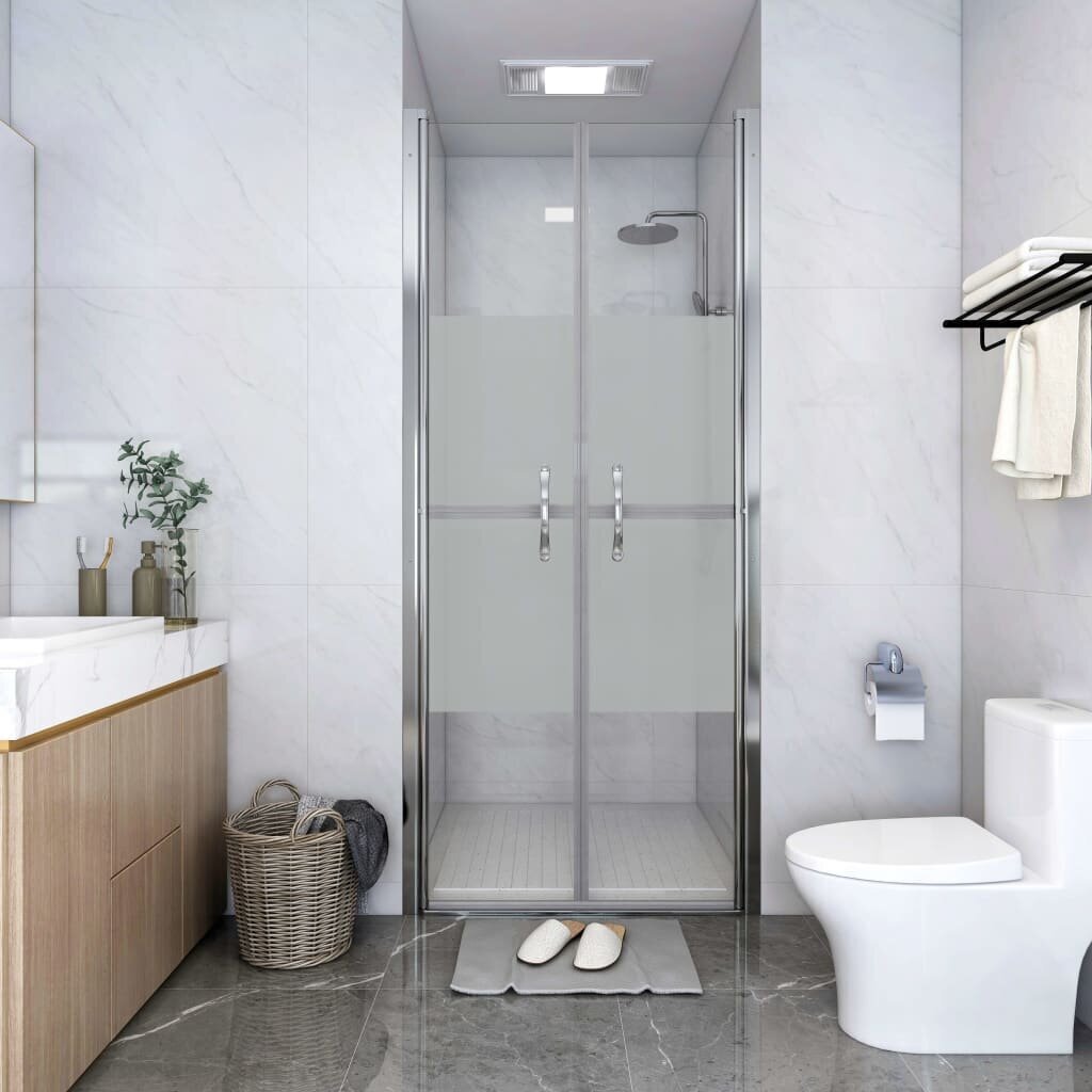 vidaXL dušas durvis, 91x190 cm, ESG, pusmatētas cena un informācija | Dušas durvis, dušas sienas | 220.lv
