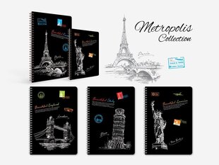 Grāmata ar spirāli MEROPOLIS, A4, 200 lapas cena un informācija | Burtnīcas un papīra preces | 220.lv
