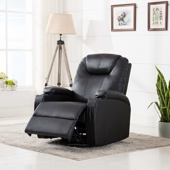 vidaXL masāžas šūpuļkrēsls, melna mākslīgā āda цена и информация | Кресла в гостиную | 220.lv