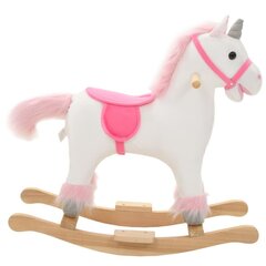 vidaXL bērnu šūpuļkrēsls, 65x32x58 cm, vienradzis, balts, rozā, plīšs цена и информация | Игрушки для малышей | 220.lv