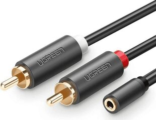 UGREEN 2 x RCA kabelis, 3,5 mm, 5 m, melns, AV102 cena un informācija | Kabeļi un vadi | 220.lv