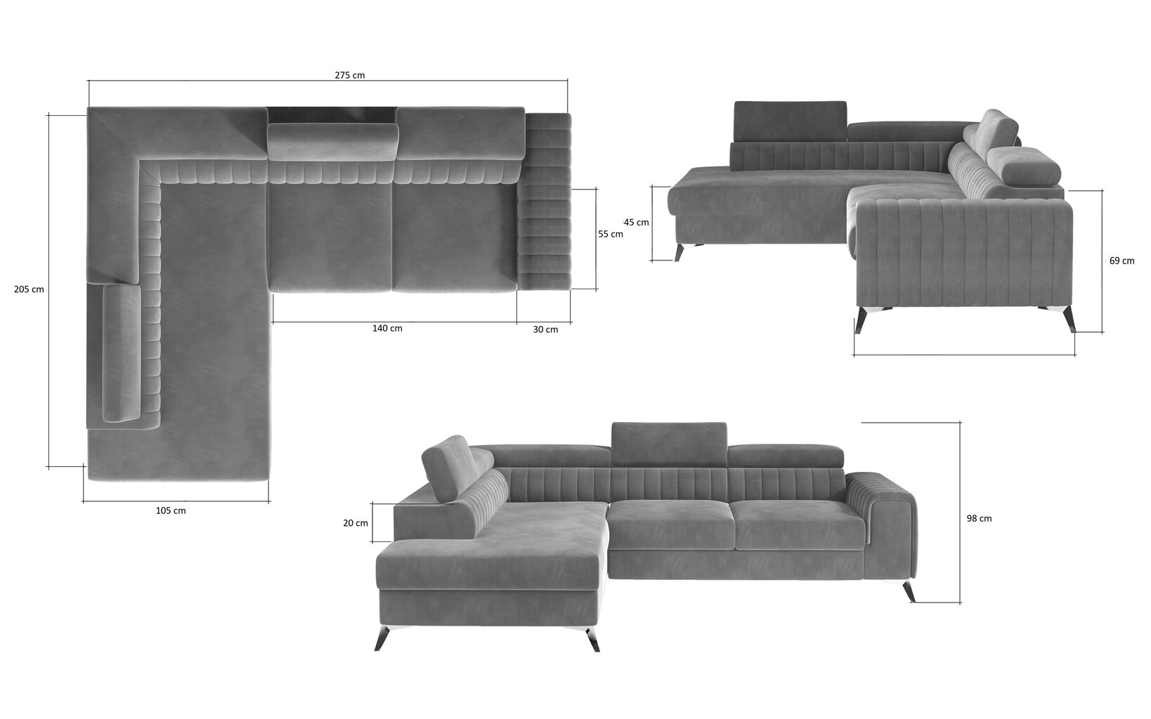 Stūra dīvāns NORE Laurence 11, zaļš цена и информация | Stūra dīvāni | 220.lv