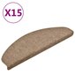 vidaXL kāpņu paklāji, 15 gab., pašlīmējoši, 65x21x4 cm, krēmkrāsa cena un informācija | Paklāji | 220.lv