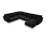 Stūra dīvāns Milo Casa Elio 7S-V, melns/zeltainas krāsas