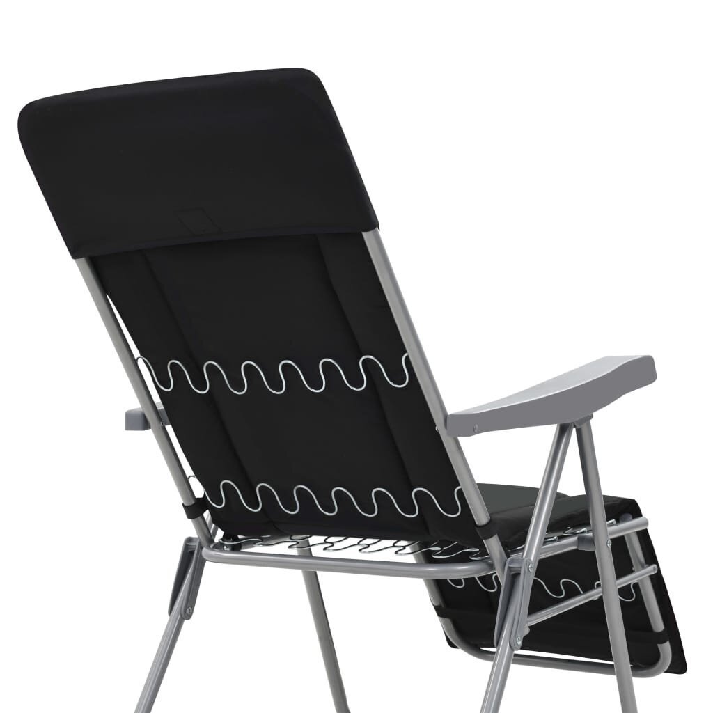 vidaXL salokāmi dārza krēsli ar matračiem, 2 gab., melni cena un informācija | Dārza krēsli | 220.lv