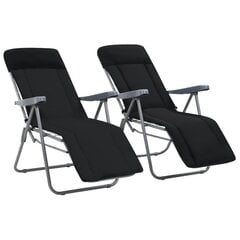 складной садовый стул с подушкой, 2 шт., черный цена и информация | скамейка со столиком | 220.lv