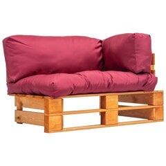 vidaXL dārza palešu dīvāns ar sarkaniem matračiem, priedes koks цена и информация | скамейка со столиком | 220.lv