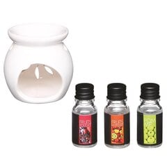 Aromātiskā lampa + eļļa, 3x10 ml cena un informācija | Sveces un svečturi | 220.lv